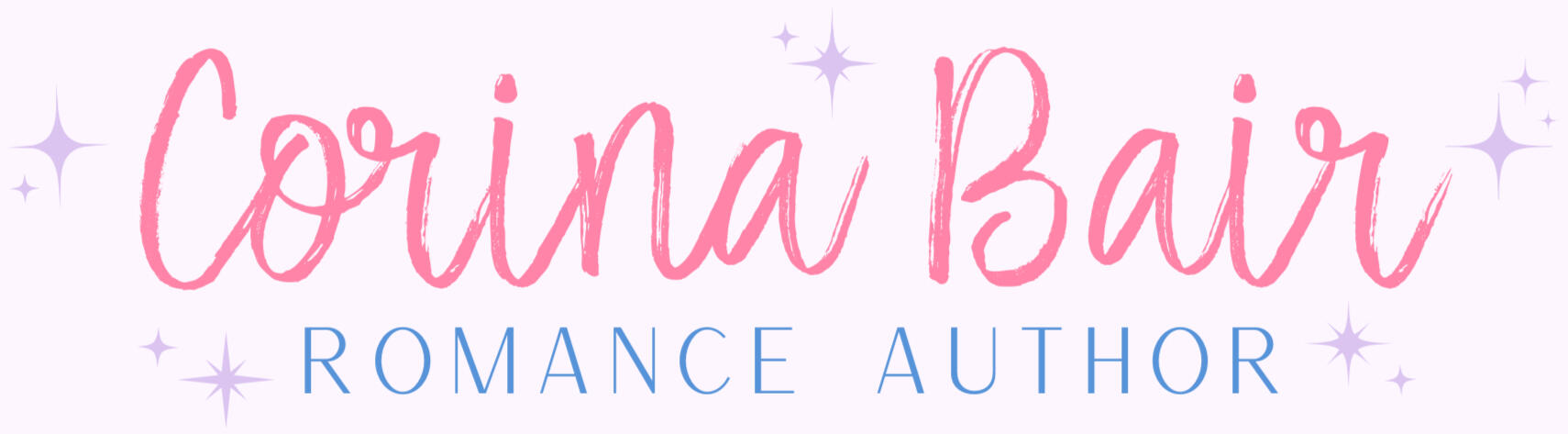 Logo A logo saying "Corina Bair" "Romance Author" in pink and blue with lavender sparkles