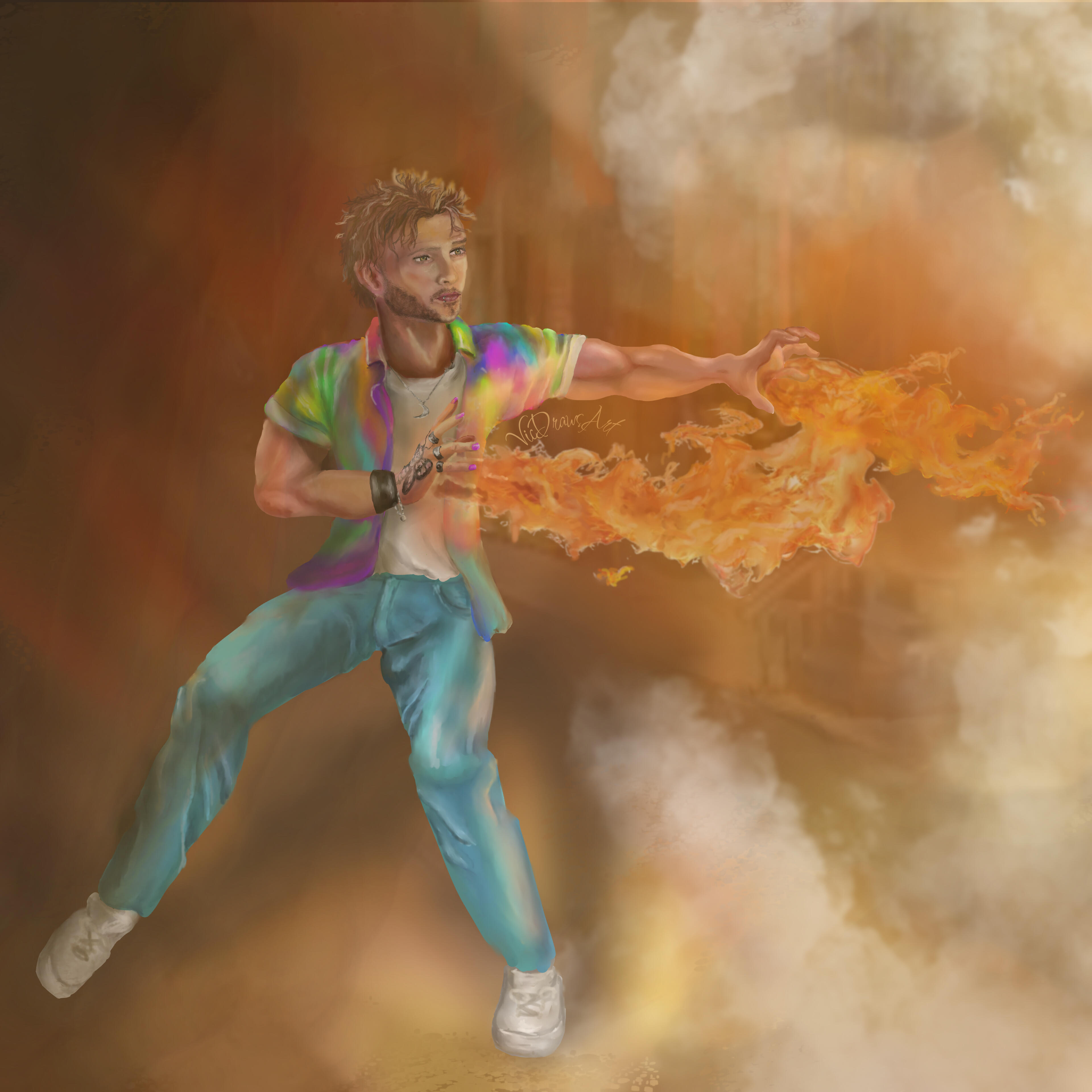 Foras Astarosh Cromwell Ro shooting fire from his hands